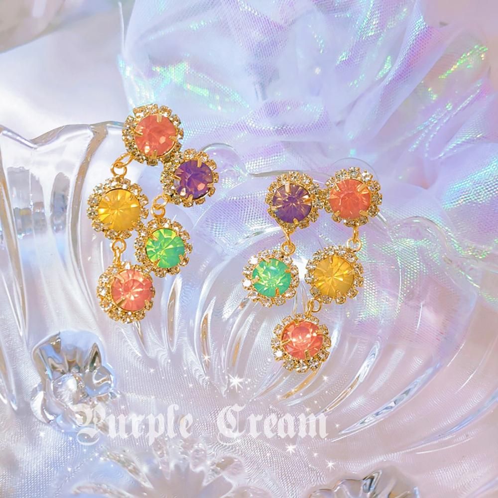 Purple Cream P631 ビジュー ピアス