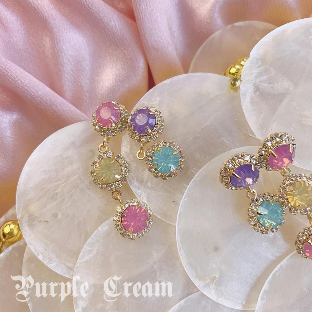Purple Cream P631 ビジュー ピアス