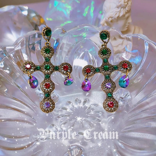 Purple Cream P628 Beaded Earrings