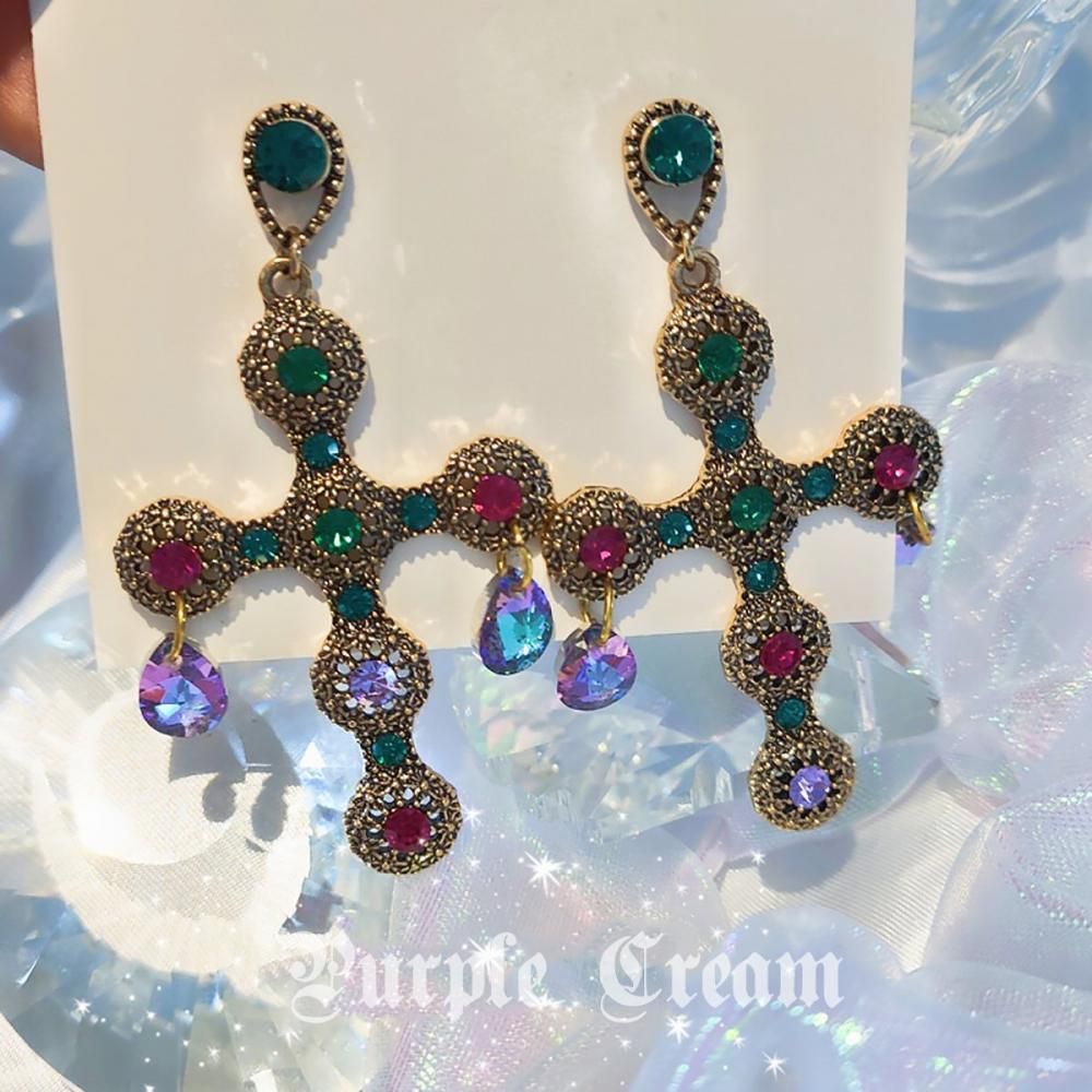 Purple Cream P628 ビジュー ピアス