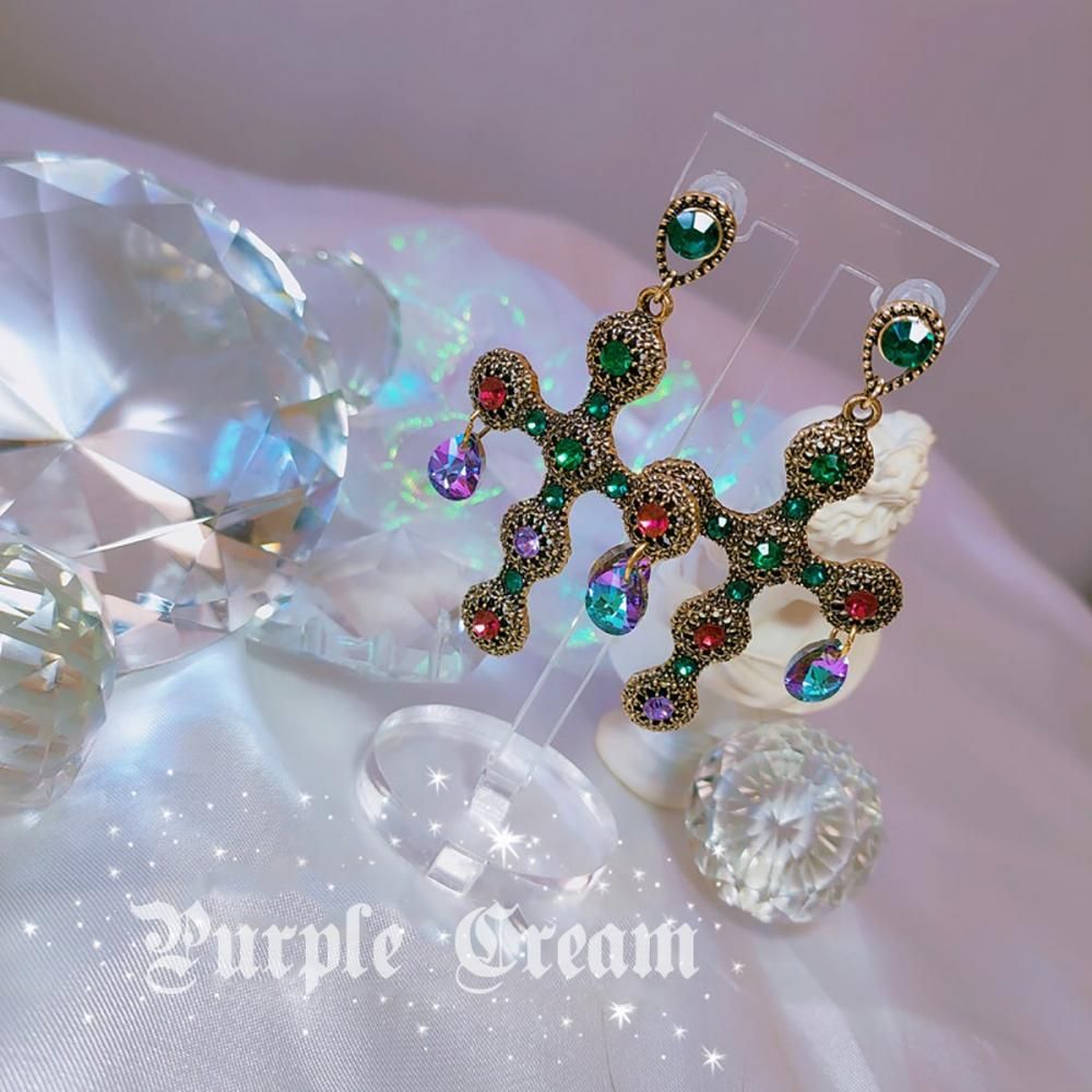 Purple Cream P628 ビジュー ピアス
