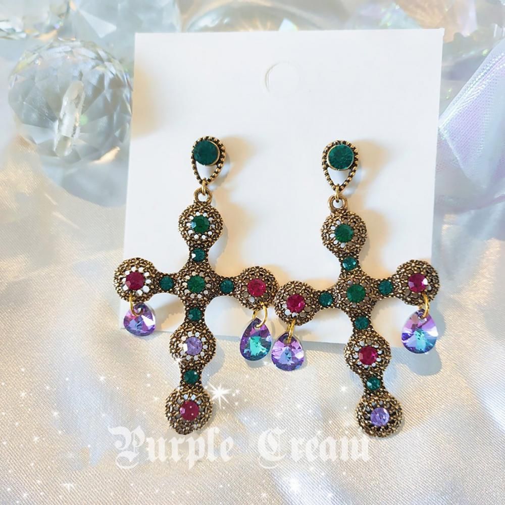 Purple Cream P628 ビジュー ピアス