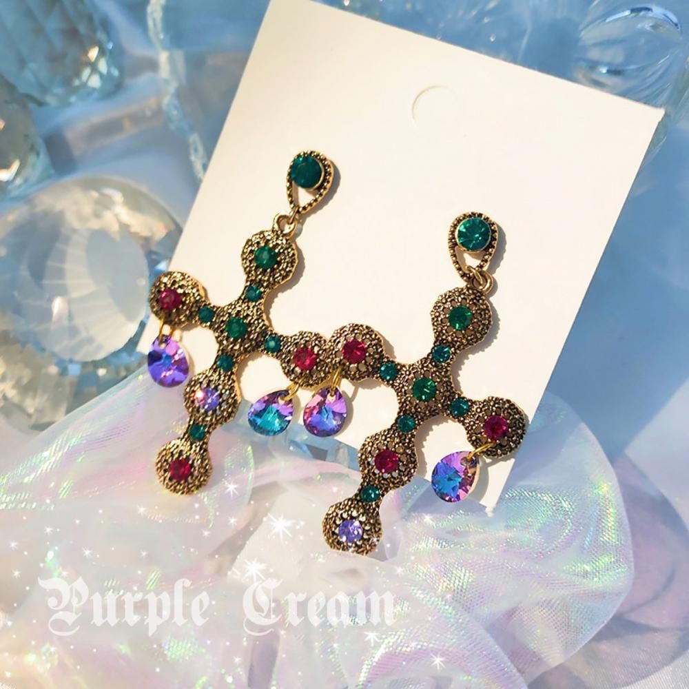 Purple Cream P628 ビジュー ピアス