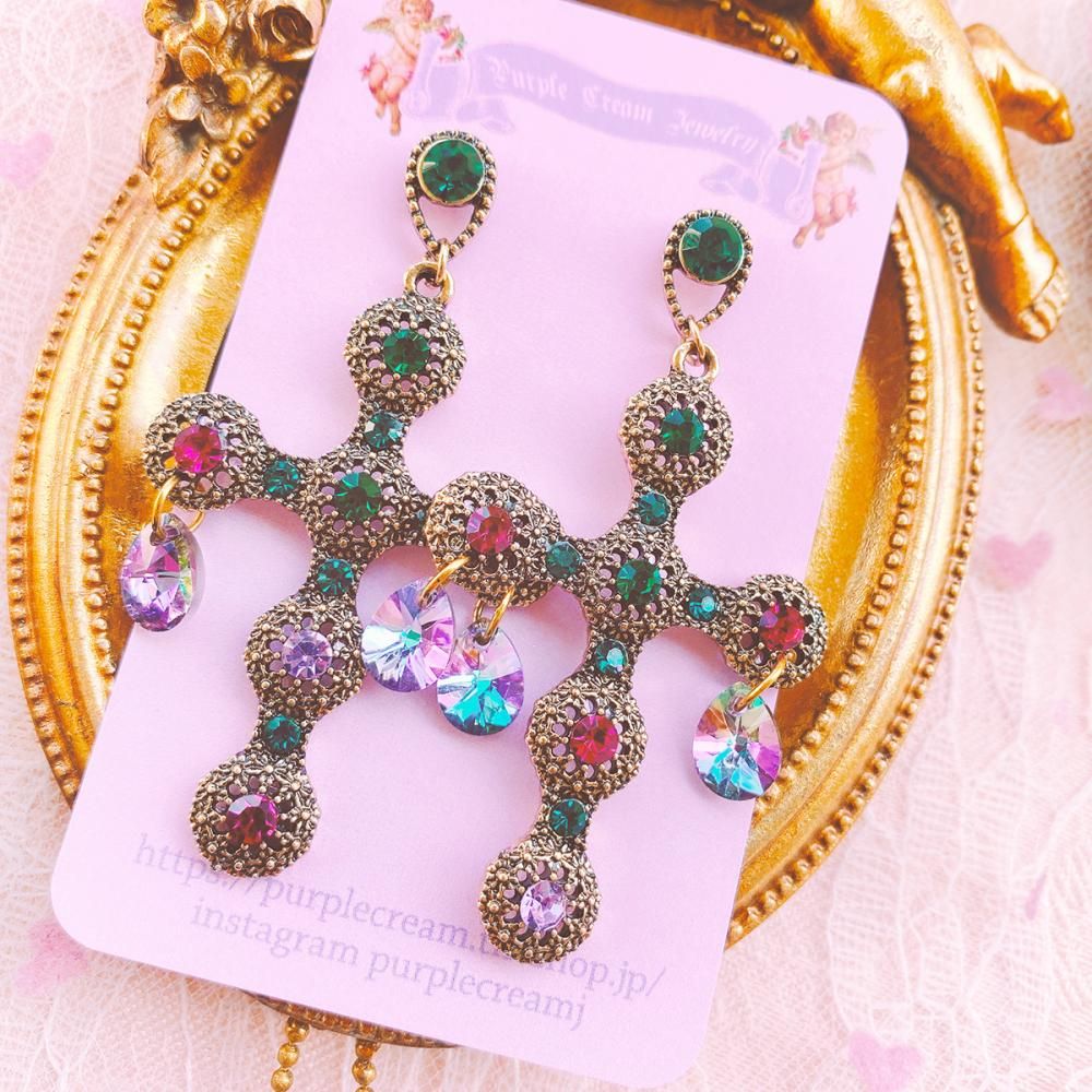 Purple Cream P628 ビジュー ピアス