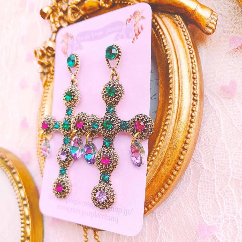 Purple Cream P628 ビジュー ピアス