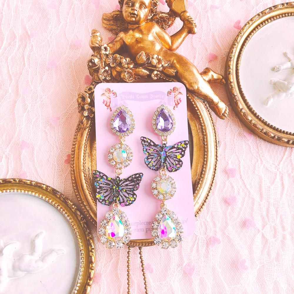 Purple Cream P596 ビジュー ピアス
