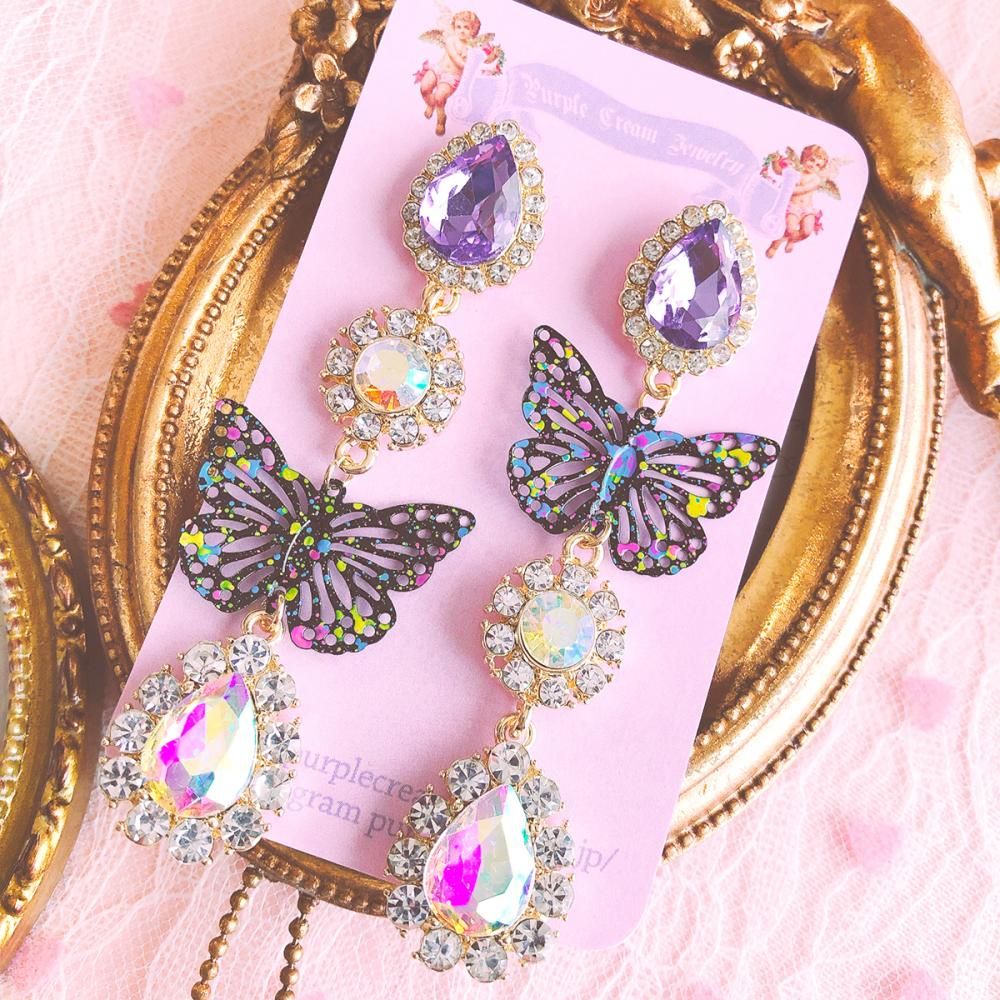 Purple Cream P596 ビジュー ピアス