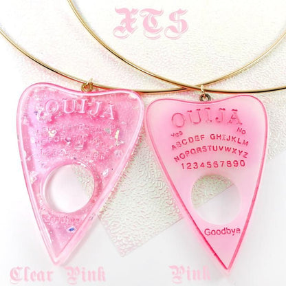 XTS Ouija Board Glitter Pink Necklace in Gold Pink