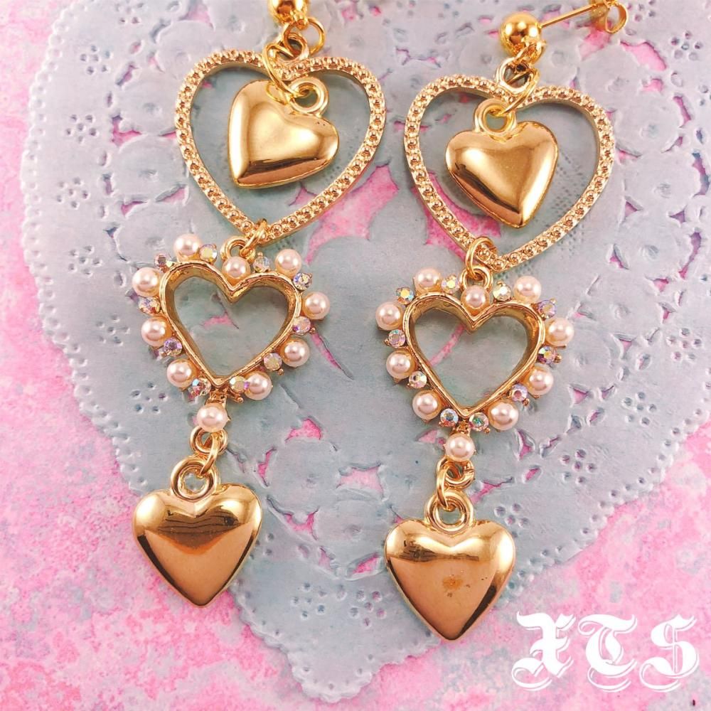 XTS ハートクラブ イヤリング ピアス GOLD