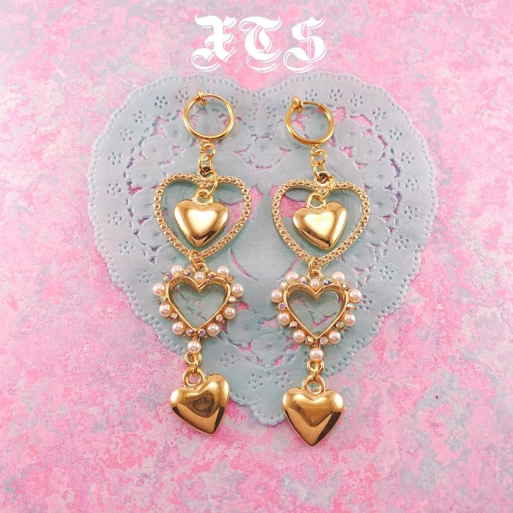 XTS ハートクラブ イヤリング ピアス GOLD
