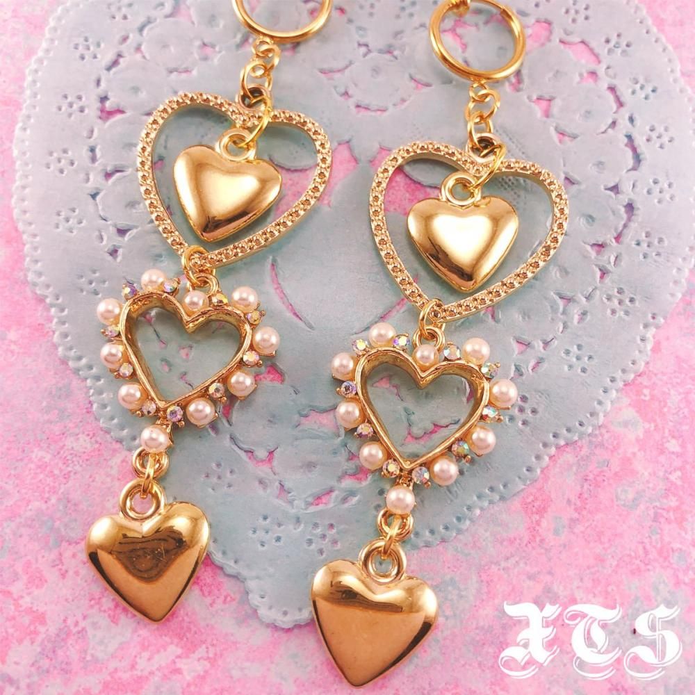 XTS ハートクラブ イヤリング ピアス GOLD