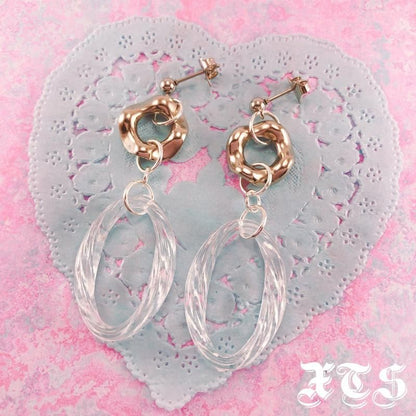 XTS Clear Ring Silver Pierced Earrings