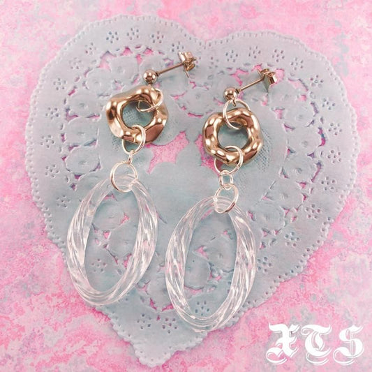 XTS Clear Ring Silver Pierced Earrings
