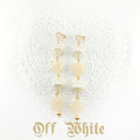 XTS Marble Heart Pearl Bead Earrings WHITE