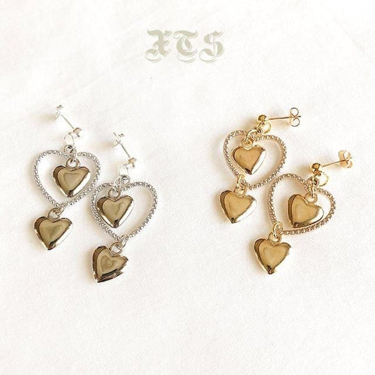 XTS Triple Heart Earrings