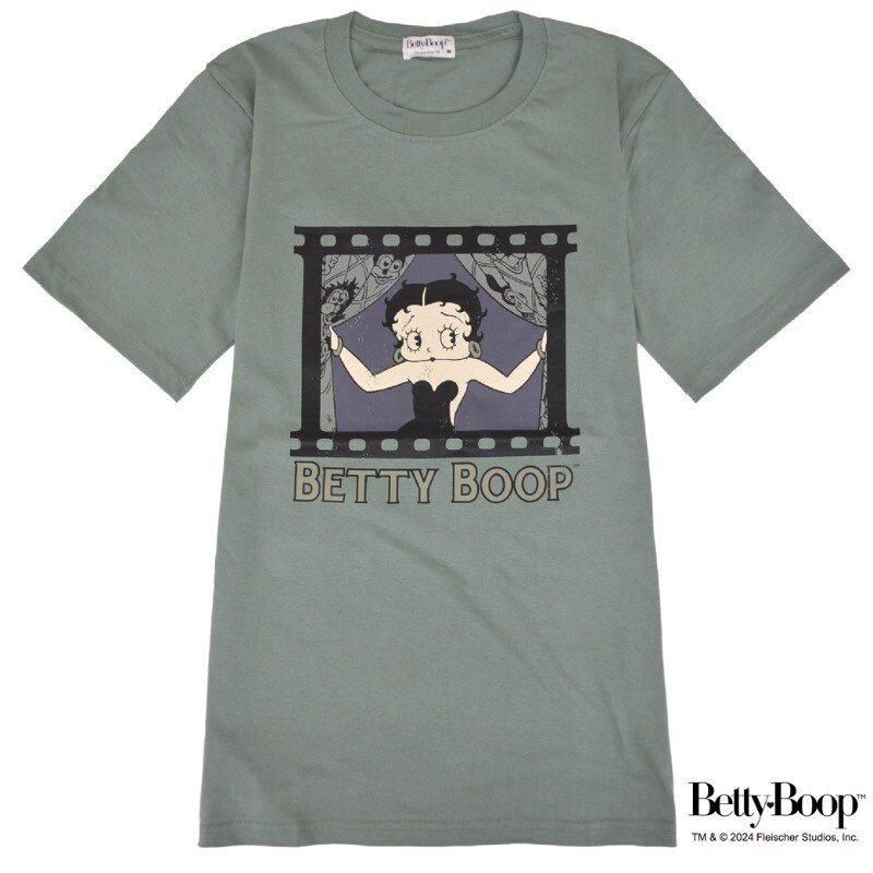 BETTY BOOP フィルム ベティちゃん プリント Tシャツ KHAKI