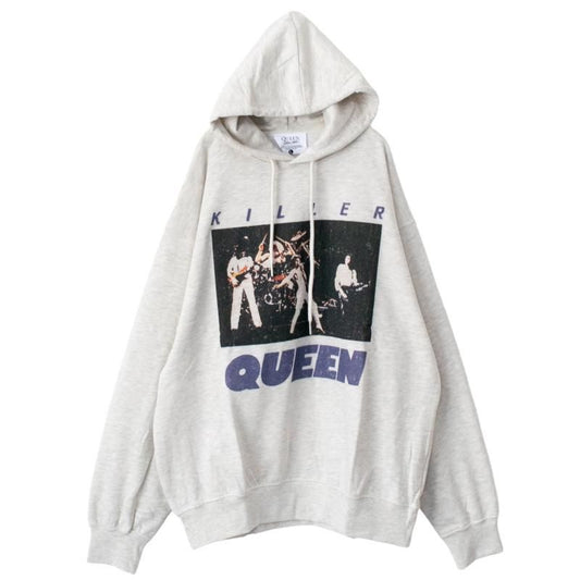 QUEEN Photo Print Hoodie in Kinari White