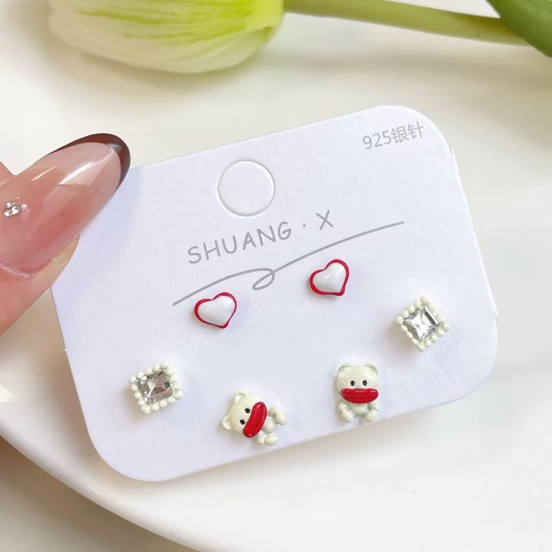 EYE MONSTER Cabochon Stud Earrings Set WHITE