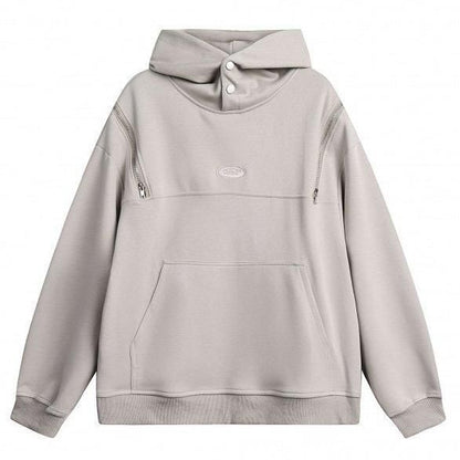 Double Zipper Pullover Hoodie Gray