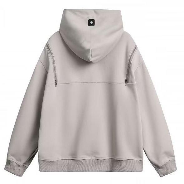 ダブルジッパー プルオーバー パーカー フーディー GRAY