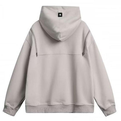 ダブルジッパー プルオーバー パーカー フーディー GRAY