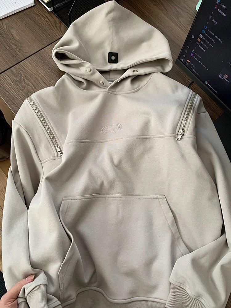 ダブルジッパー プルオーバー パーカー フーディー GRAY