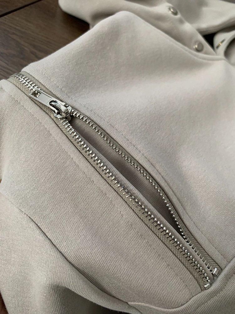 ダブルジッパー プルオーバー パーカー フーディー GRAY