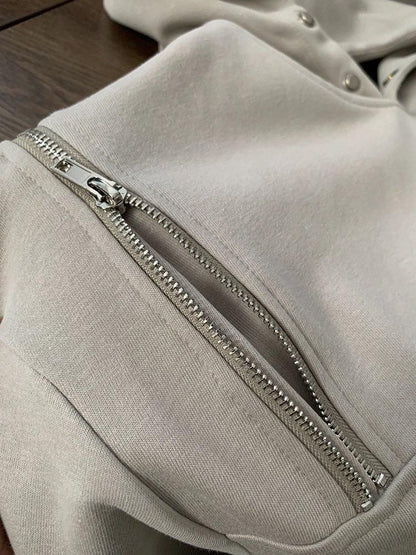 ダブルジッパー プルオーバー パーカー フーディー GRAY
