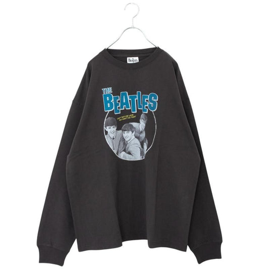THE BEATLES Circle Photo Long T-Shirt, CHARCOAL