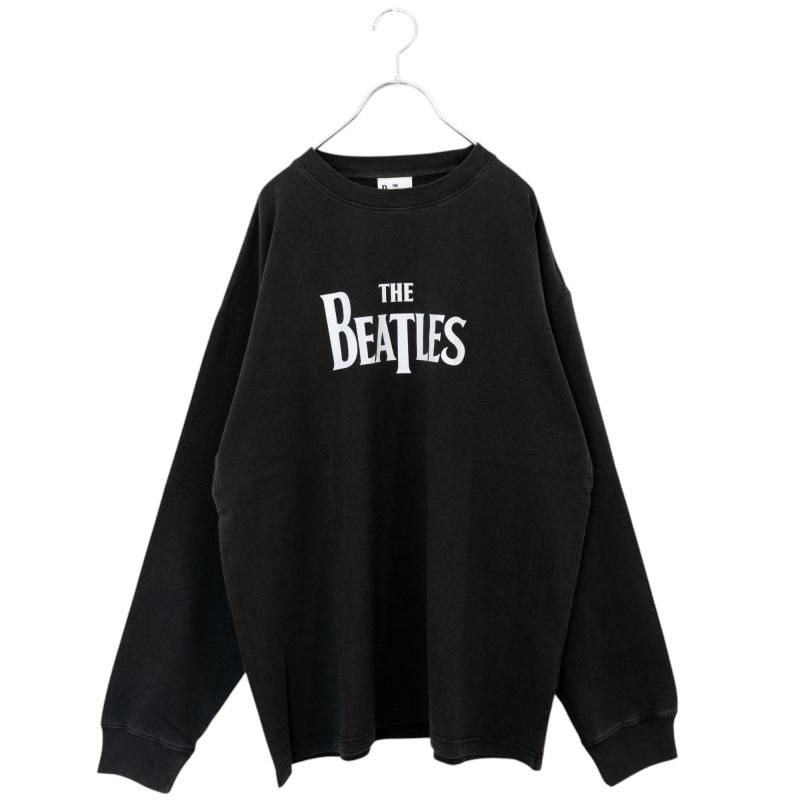 THE BEATLES Pigment Logo Long T-Shirt, Charcoal