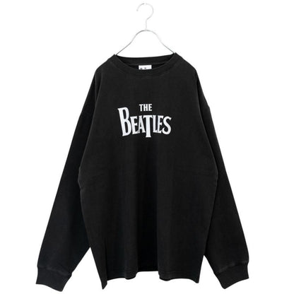 THE BEATLES Pigment Logo Long T-Shirt, Charcoal