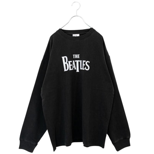 THE BEATLES Pigment Logo Long T-Shirt, Charcoal