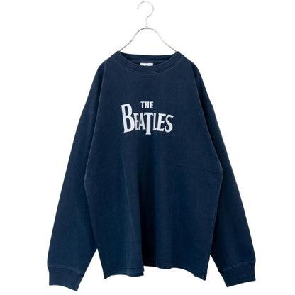 THE BEATLES Pigment Logo Long T-Shirt in Navy