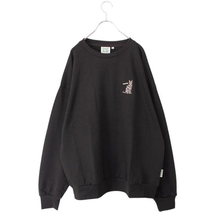 CAT 猫 ワンポイント刺繍 スウェットトップ CHARCOAL