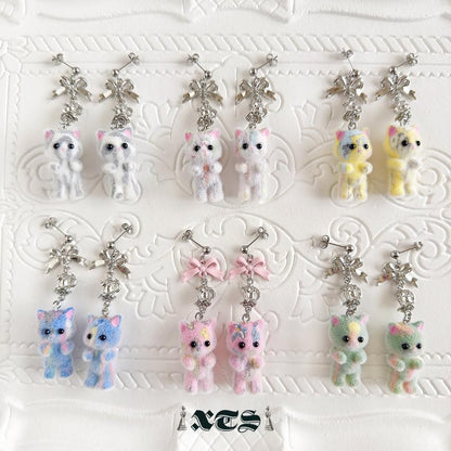 Flocky Cat 猫マスコット ピアス＆イヤリング WHITE GRAY