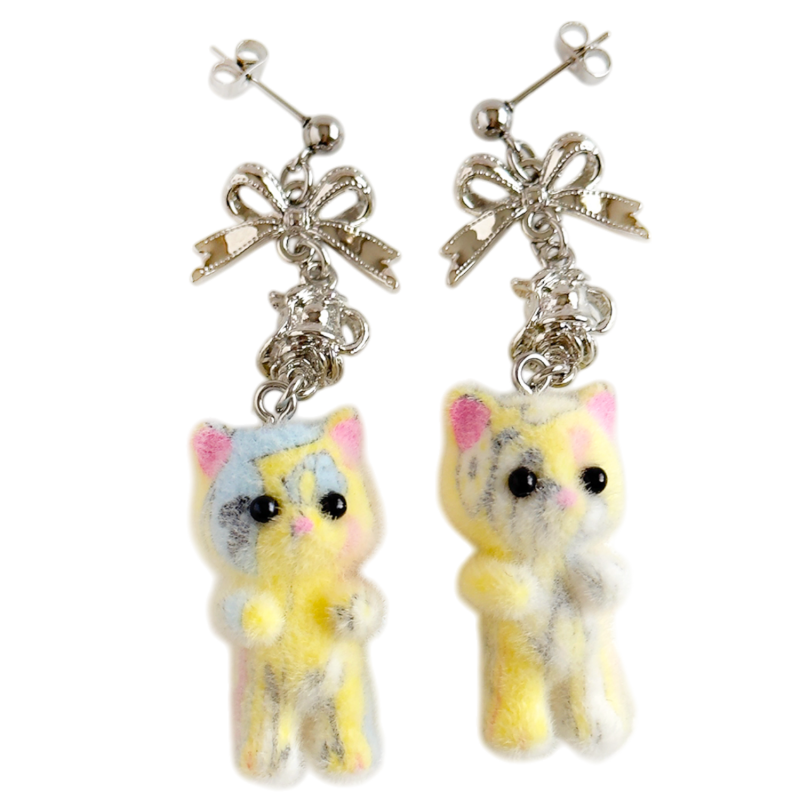 Flocky Cat Mascot Earrings &amp; Earrings YELLOW