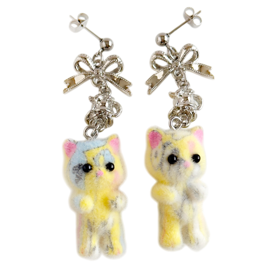 Flocky Cat Mascot Earrings &amp; Earrings YELLOW