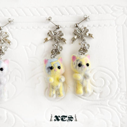 Flocky Cat 猫マスコット ピアス＆イヤリング YELLOW
