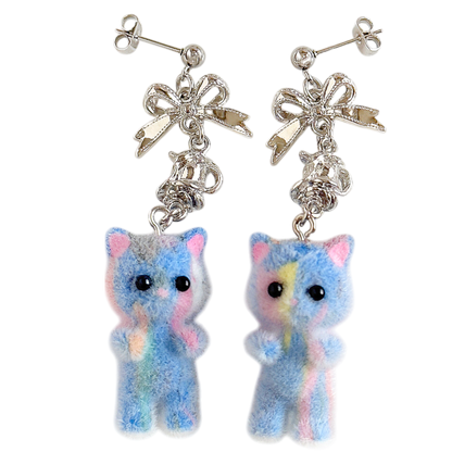 Flocky Cat Mascot Earrings &amp; Earrings, Blue