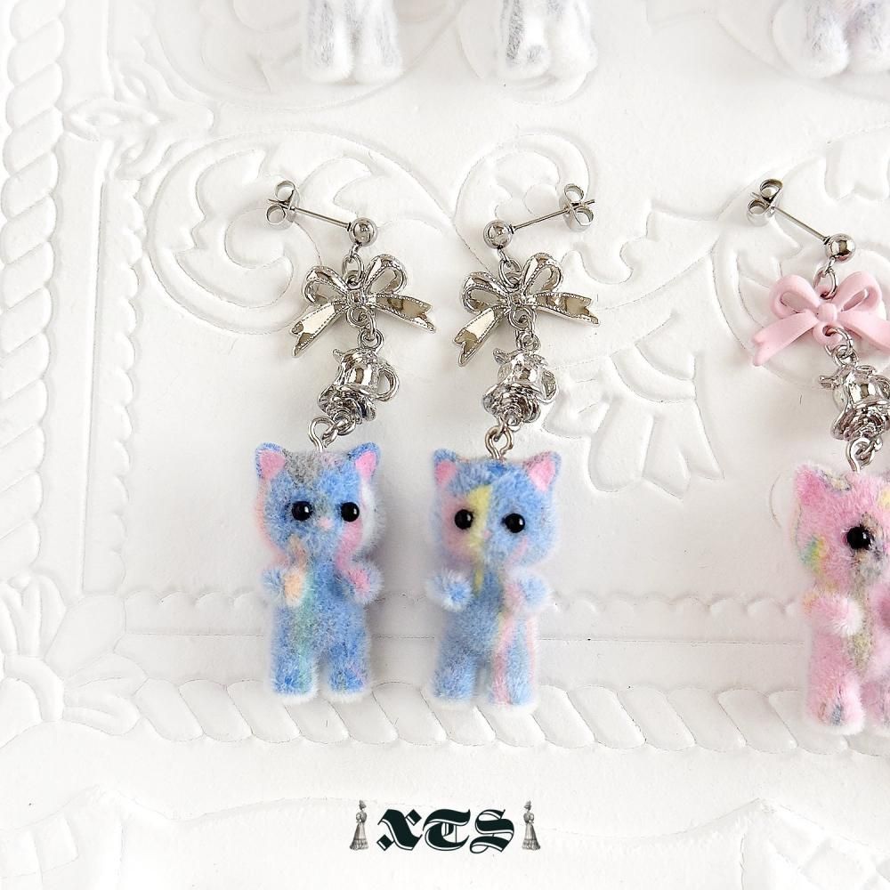Flocky Cat 猫マスコット ピアス＆イヤリング BLUE