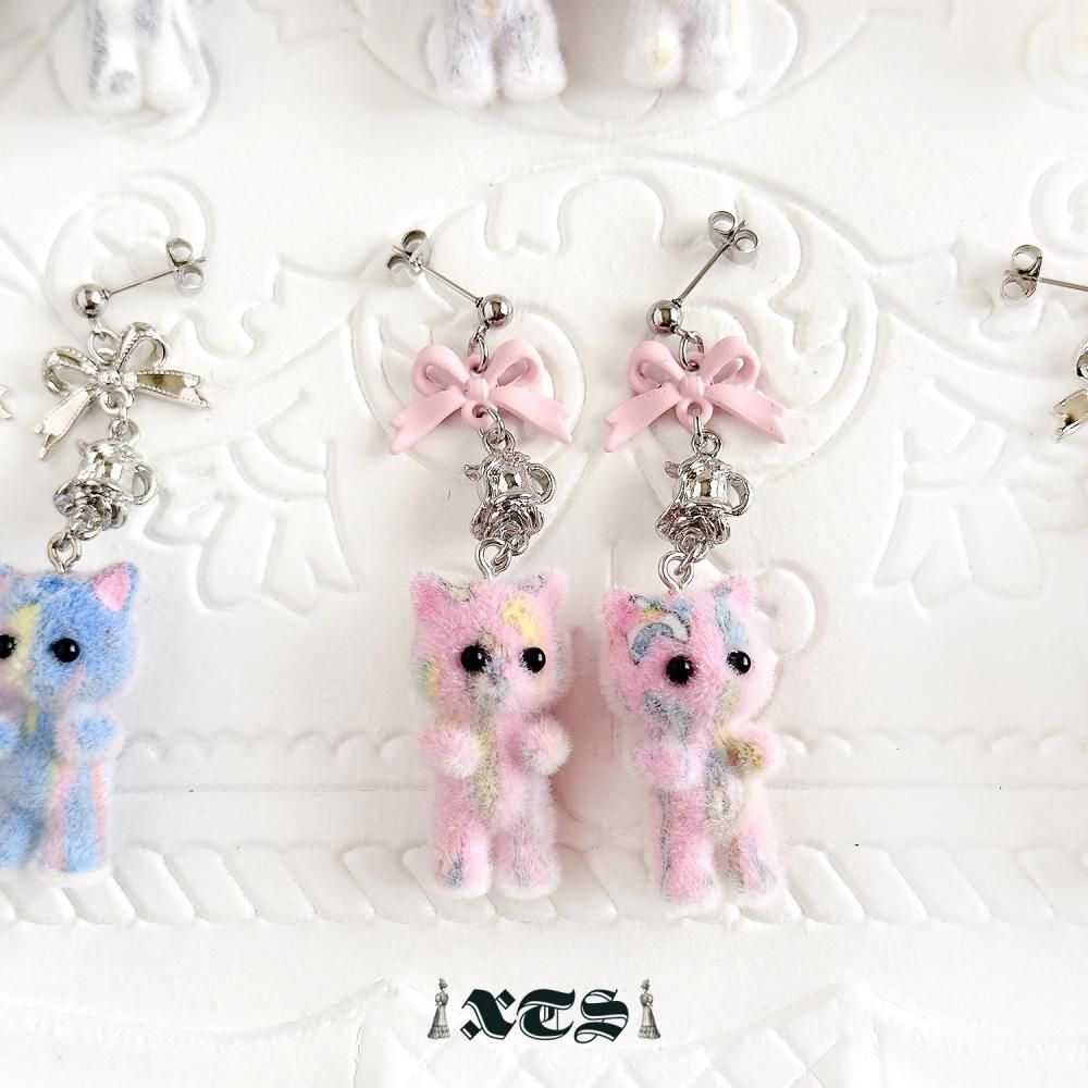 Flocky Cat 猫マスコット ピアス＆イヤリング PINK