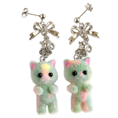 Flocky Cat Cat Mascot Earrings &amp; Earrings GREEN