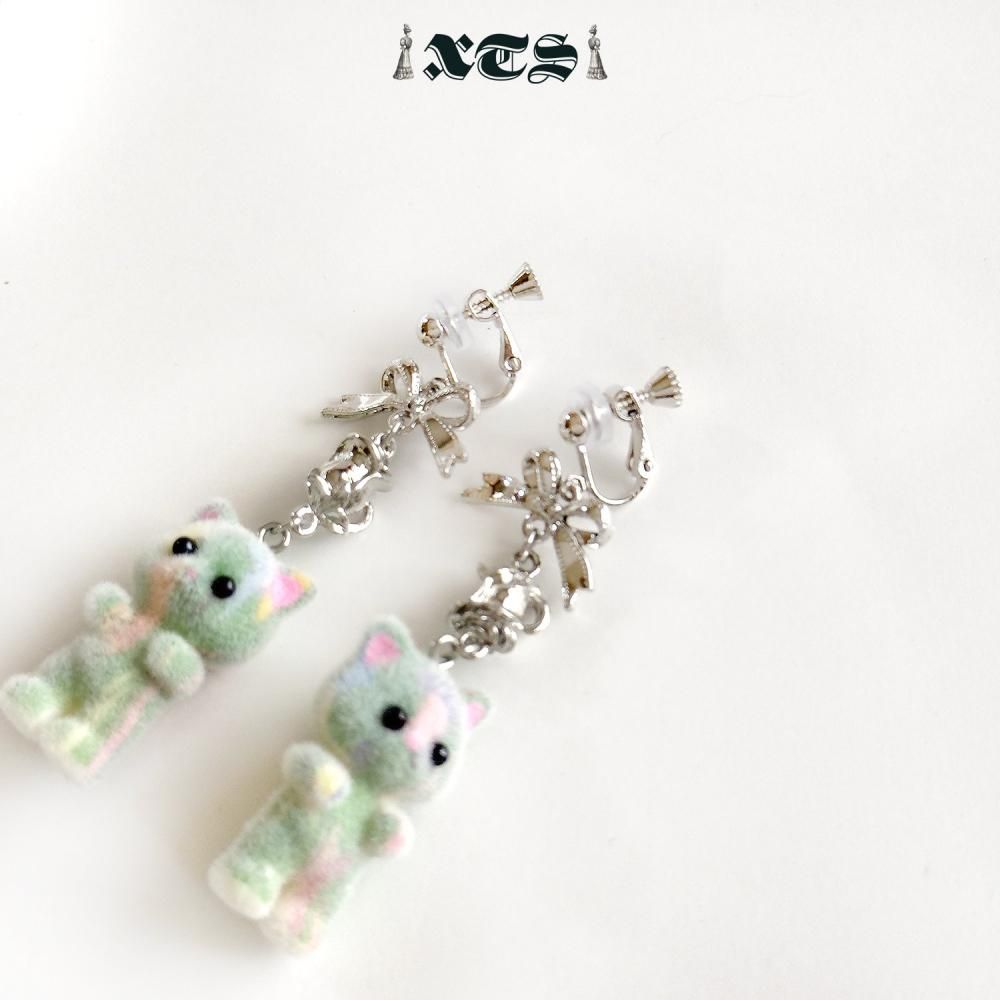 Flocky Cat 猫マスコット ピアス＆イヤリング GREEN