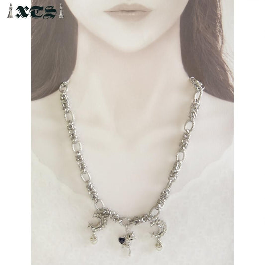 XTS Cat & Moon チェーン ネックレス SILVER