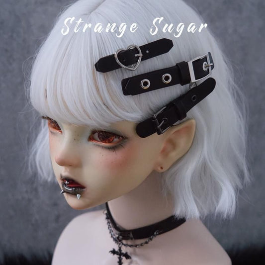 合皮 ベルトデザイン ヘアピン BLACK