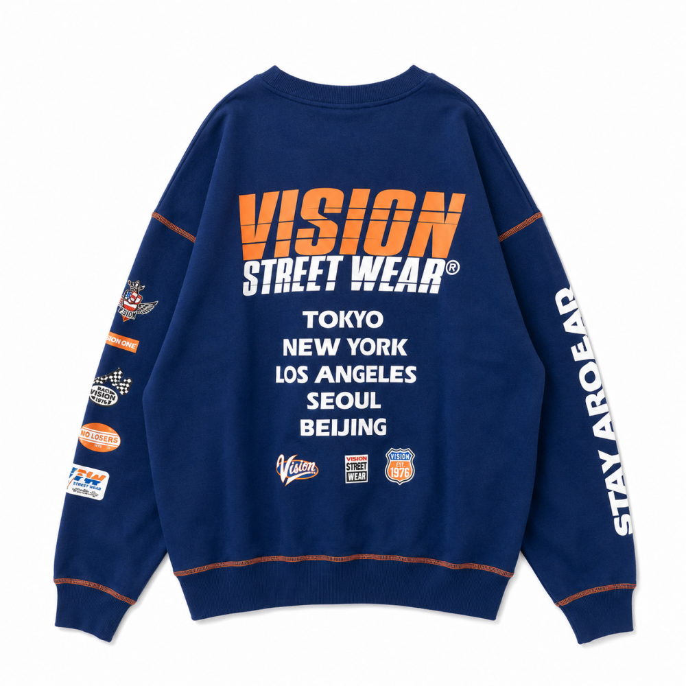 VISION STREET WEAR レーシングロゴスウェット NAVY