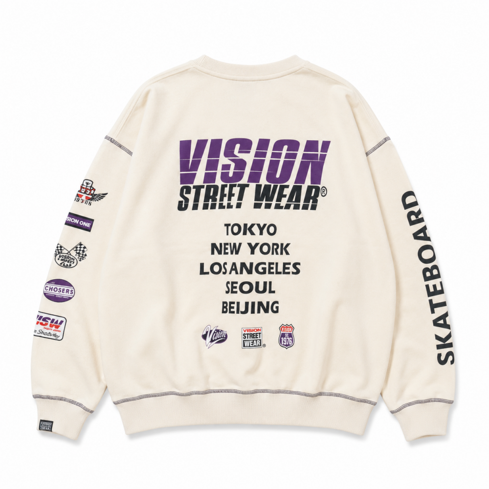 VISION STREET WEAR レーシングロゴスウェット IVORY