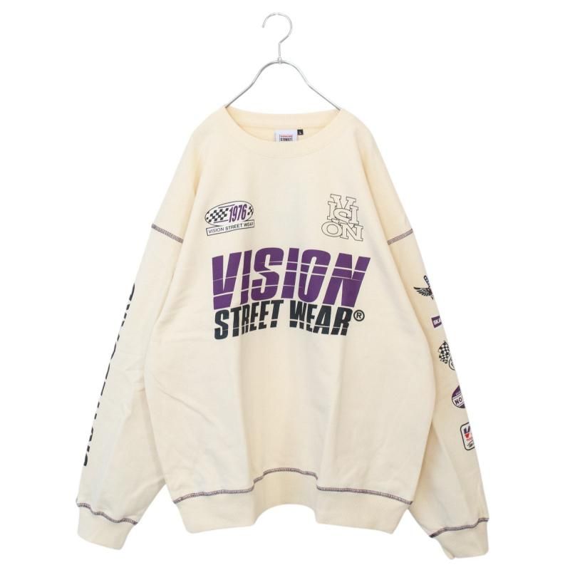 VISION STREET WEAR レーシングロゴスウェット IVORY