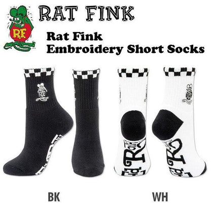 RAT FINK  刺繍 ショートソックス BLACK WHITE