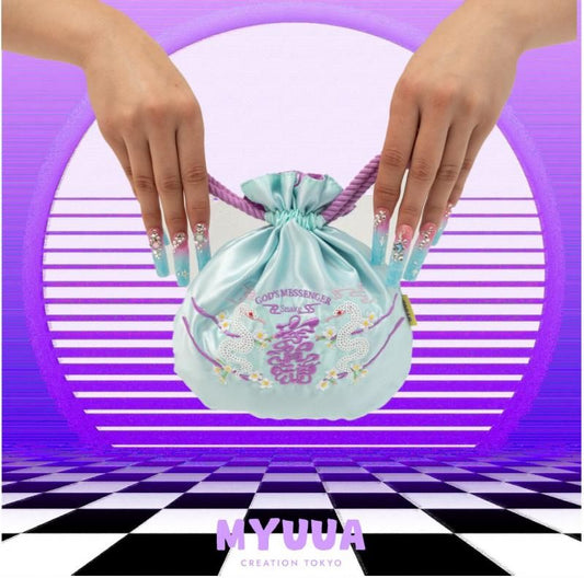 MYUUA 日本 SHIROHEBI KINCHAKU 白蛇 巾着 BLUE